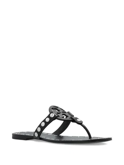 Tory Burch Leather Sandals With Logo On The Front In White