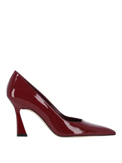 Stuart Weitzman Pointed Toe Patent Finish High Heel In Red
