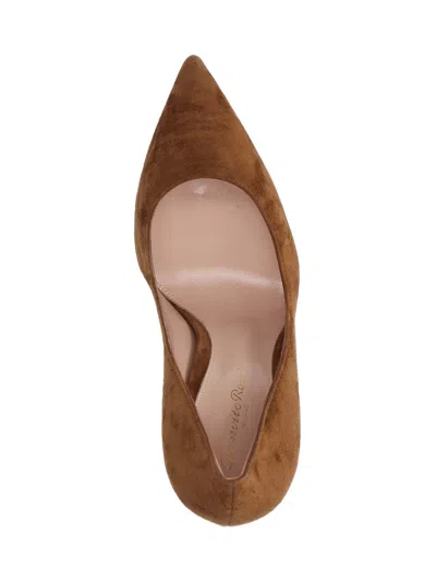 Gianvito Rossi Pointed-toe Suede Stiletto Pumps With Leather Sole In Brown