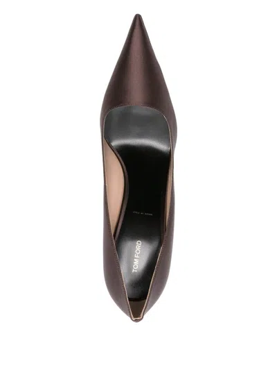 Tom Ford 85mm Betty Satin Pointed-toe Pumps In Brown