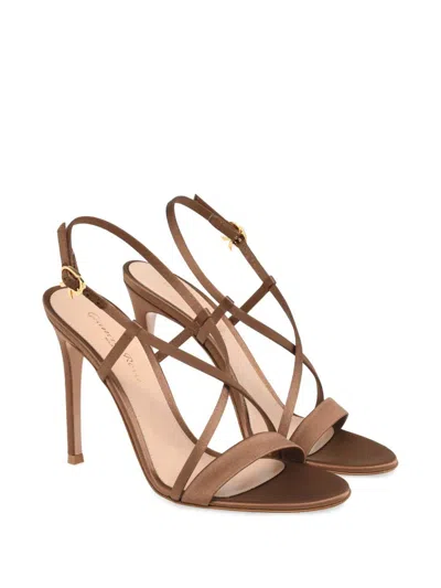 Gianvito Rossi Larisse Strappy Leather Sandals With Gold-tone Detail In Brown