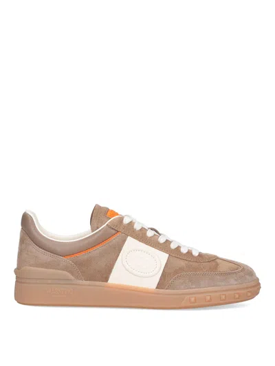 Valentino Upvillage Low-top Suede Sneakers In Gold