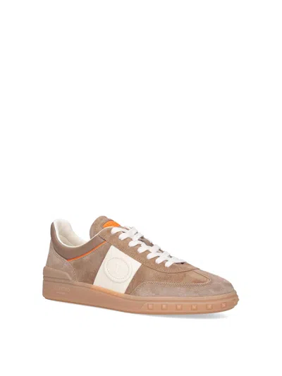 Valentino Upvillage Low-top Suede Sneakers In Gold