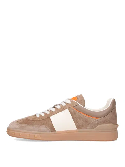 Valentino Upvillage Low-top Suede Sneakers In Gold