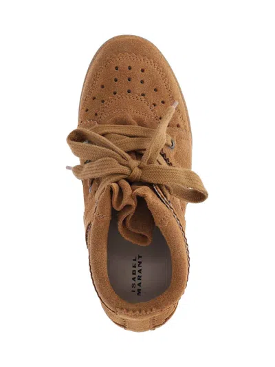 Isabel Marant Bobby Perforated Suede Wedge Sneakers In Brown