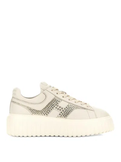 Hogan H-stripes Leather Sneakers In White