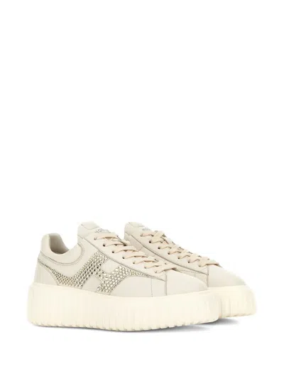 Hogan H-stripes Leather Sneakers In White