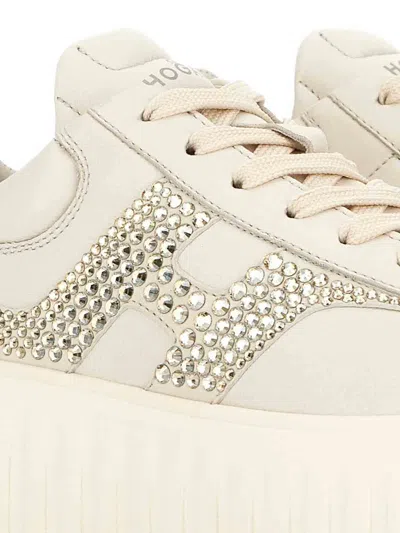 Hogan H-stripes Leather Sneakers In White