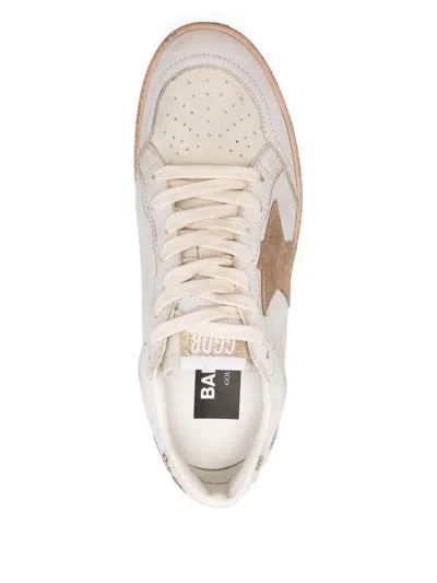 Golden Goose Ball Star Sneakers In Leather With Suede Star And Horsy Cow Printed Heel Tab In Brown