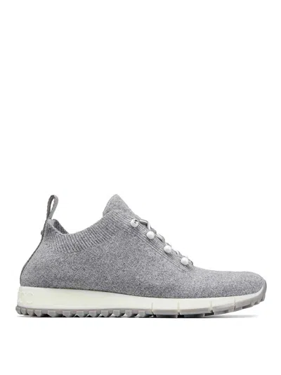 Jimmy Choo Veles Cotton Knit Pearly Stud Sneakers In Gray