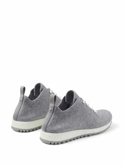 Jimmy Choo Veles Cotton Knit Pearly Stud Sneakers In Gray