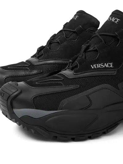 Versace Chunky Sole Mesh Panels Sneakers In Black