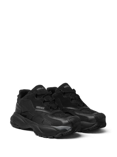 Versace Chunky Sole Mesh Panels Sneakers In Black