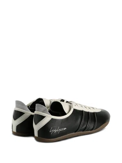 Y-3 Debossed Leather Tokyo Sneakers With Lace-up Closure In Black
