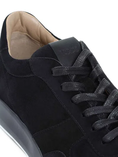 Tod's Suede Sneakers Low Profile Rubber Sole In Black
