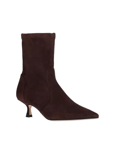 Stuart Weitzman Pointed Toe Kitten Heel Ankle Boots In Animal Print