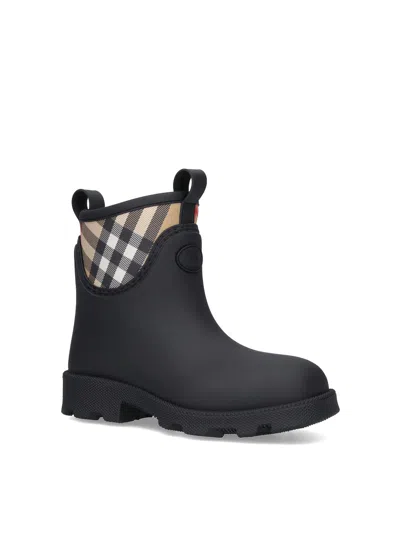 Burberry Marsh Stamp Checked Nylon-trimmed Rubber Ankle Boots In Multi