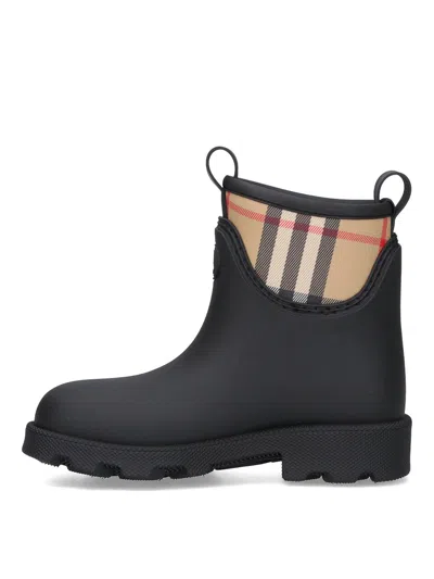 Burberry Marsh Stamp Checked Nylon-trimmed Rubber Ankle Boots In Multi