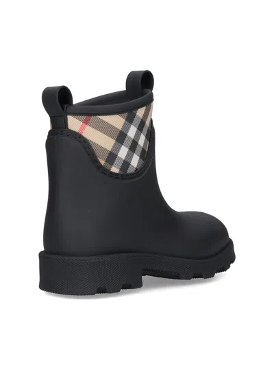 Burberry Marsh Stamp Checked Nylon-trimmed Rubber Ankle Boots In Multi
