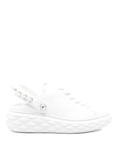 Jimmy Choo Pearl Platform Round Slingback Sneakers In White