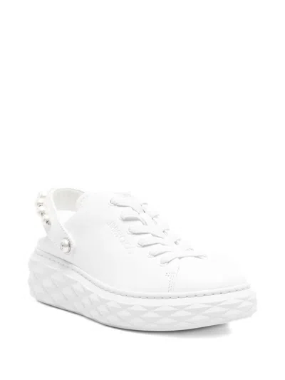 Jimmy Choo Pearl Platform Round Slingback Sneakers In White