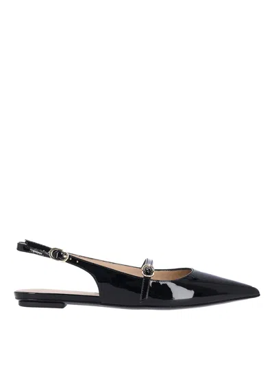 Stuart Weitzman Emilia Patent Mary Jane Slingback Ballerina Flats In Black