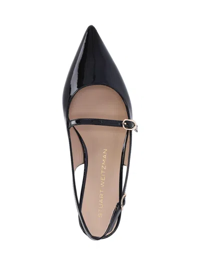 Stuart Weitzman Emilia Patent Mary Jane Slingback Ballerina Flats In Black