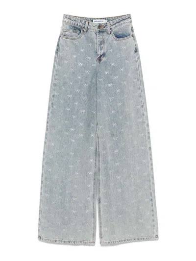 Self-portrait Self Portrait Crystal Embellished Denim Jeasn In Gold