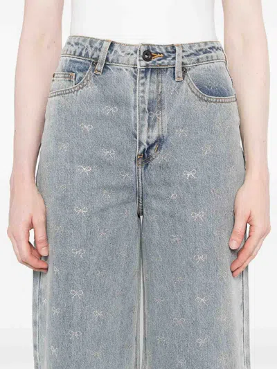 Self-portrait Self Portrait Crystal Embellished Denim Jeasn In Gold