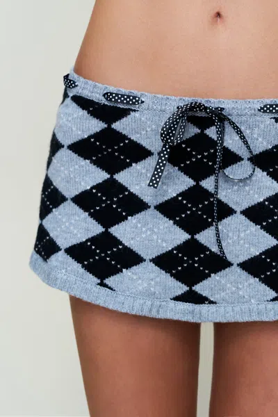 Danielle Guizio Ny The Sweet Argyle Skirt In Blue