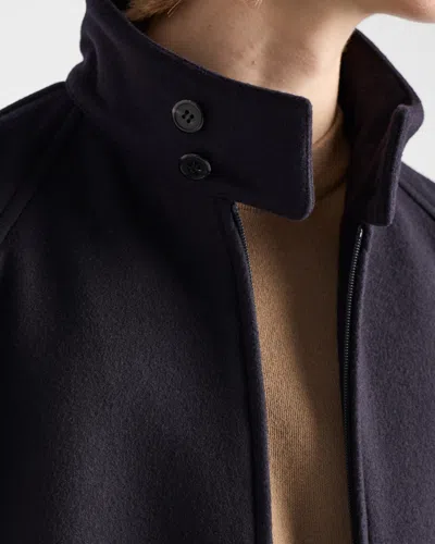 Prada Blue Wool And Cashmere Zip Jacket In Black