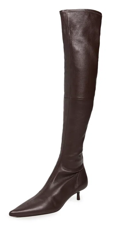 Simkhai Joni Stretch Leather Over-the-knee Boots Hickory In Brown