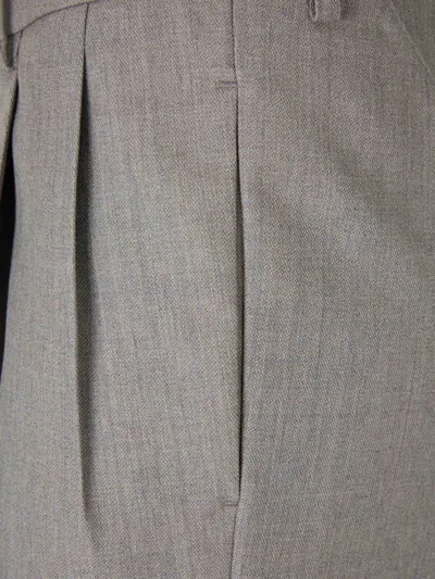 Victoria Beckham Double-pleated Wool Trousers In Gray