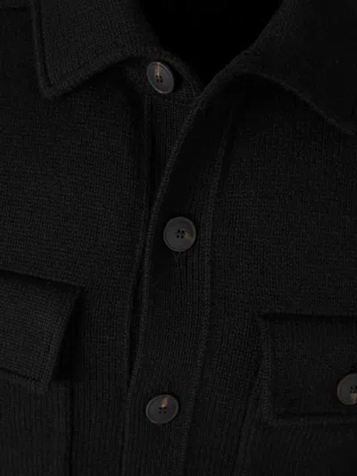 Gran Sasso Wool Button Jersey In Black