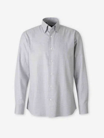 Brioni Long-sleeve Checked Shirt In White