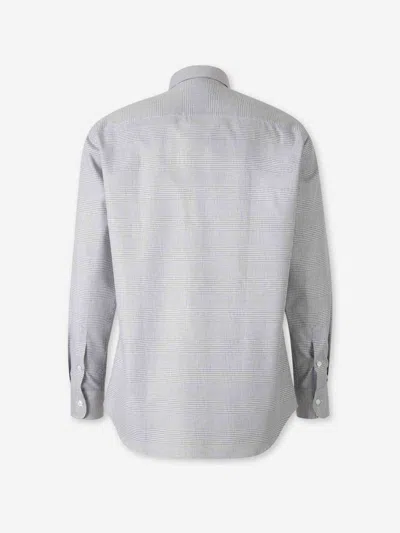 Brioni Long-sleeve Checked Shirt In White