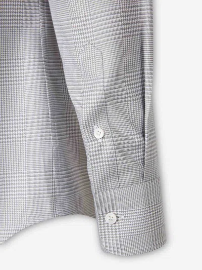Brioni Long-sleeve Checked Shirt In White