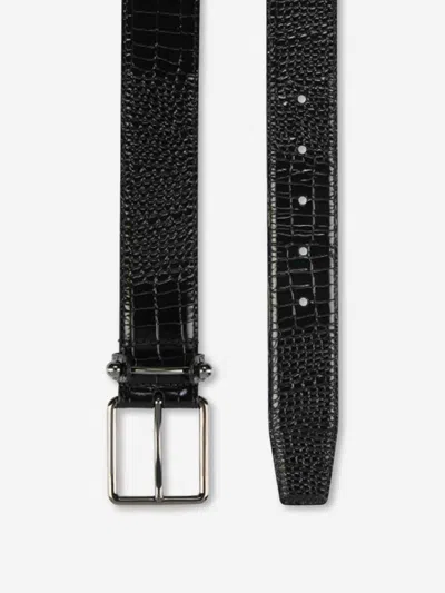 Christian Louboutin Crocodile Leather Belt In Black