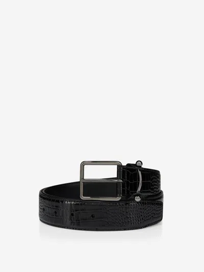 Christian Louboutin Crocodile Leather Belt In Black
