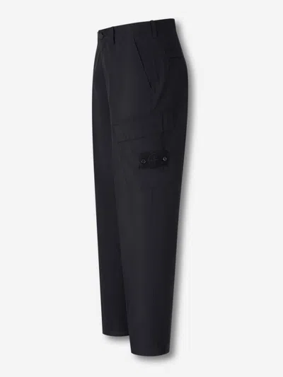 Stone Island Wide Cargo Trousers In Blue