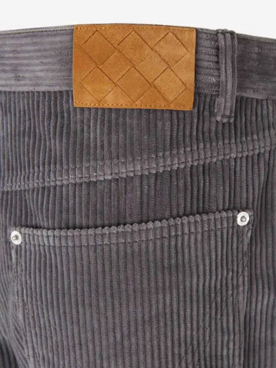 Bottega Veneta Matt Cotton Corduroy Wide Leg Trousers Grey In Multi