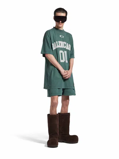 Balenciaga Graphic Print Basketball Short Sleeve T-shirt In Green