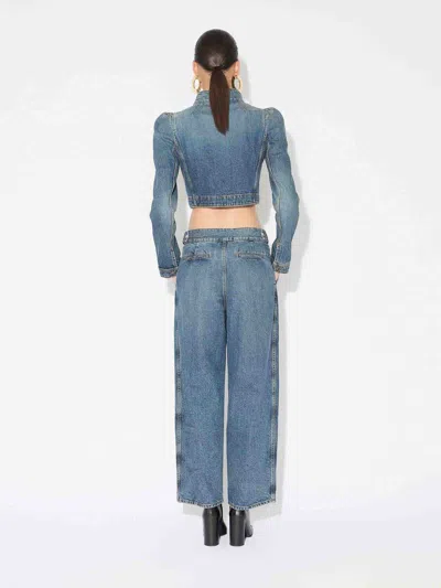 Alaïa Denim High Neck Jacket In Animal Print