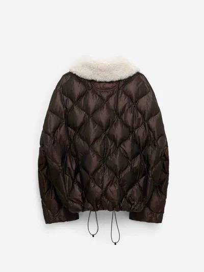 Dorothee Schumacher Down Jacket With Faux Fur Collar In Animal Print