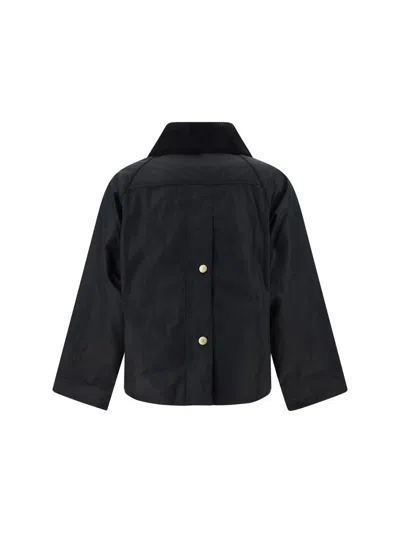 Barbour Catton Wax Green Waxed Cotton Jacket In Black