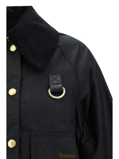 Barbour Catton Wax Green Waxed Cotton Jacket In Black