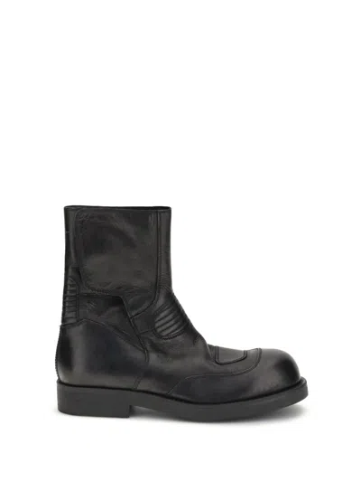 Mm6 Maison Margiela Leather Biker Boot In Black