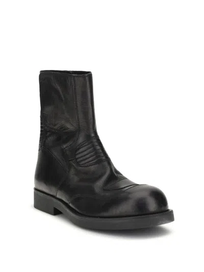 Mm6 Maison Margiela Leather Biker Boot In Black