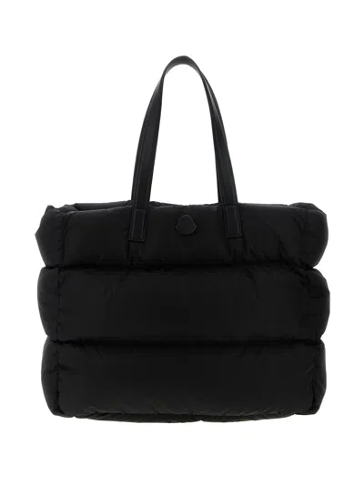 Moncler Padded Tote Bag Adjustable Shoulder Strap In Black