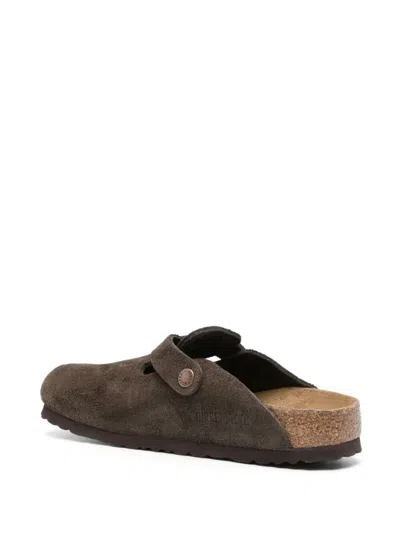 Birkenstock Boston Unisex Suede Mule In Brown
